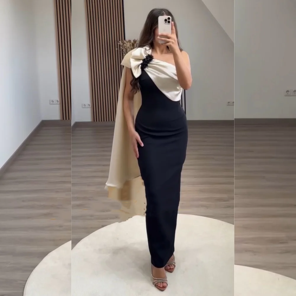

Customized Exquisite Jersey Pleat Column One-shoulder Midi Dresses Bespoke Occasion Party Fashion Classic