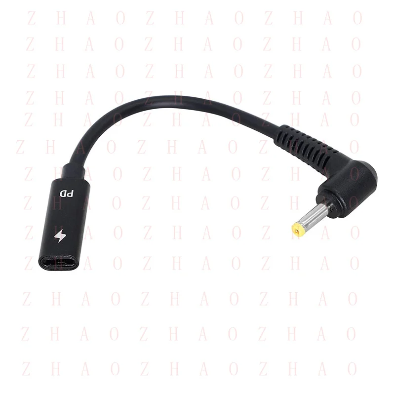 L+ 65W PD USB C Female to DC 4.0mm x 1.7mm Male Charging Adapter Cable for Lenovo