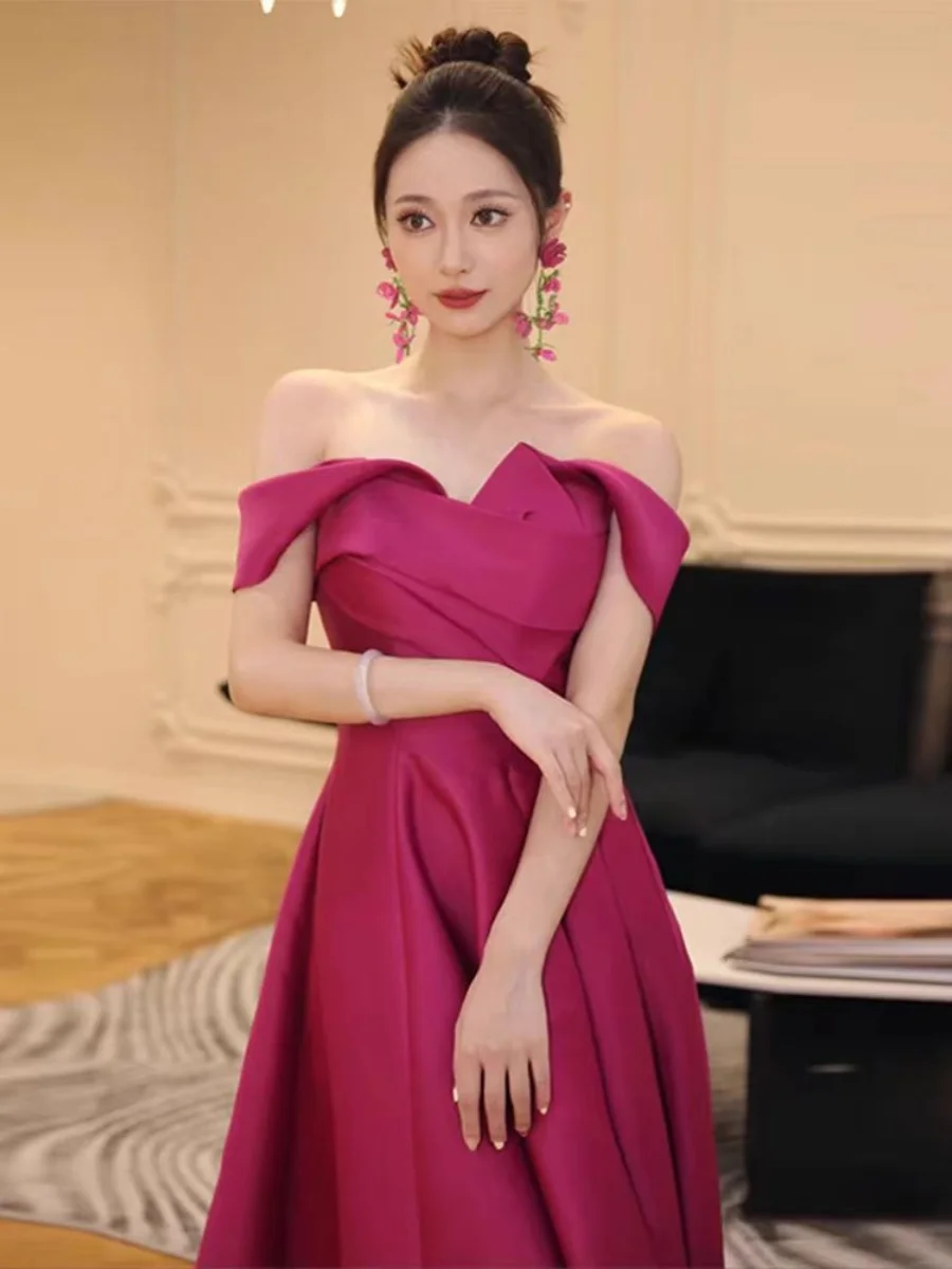 Abiti da sposa in raso con linea A Abiti da donna sexy con spalle scoperte Fromal Abiti da ballo per feste Abiti da sera personalizzati con spacco laterale a cuore