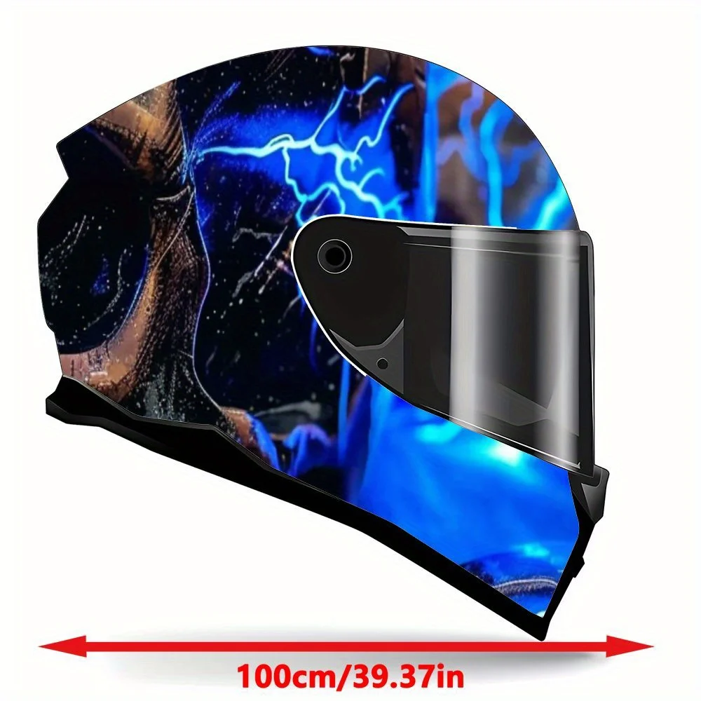 Shock Lightning Skull Full Face Helmet Painting Sticker - Waterproof, Scratch Resistant Self Adhesive PVC Patch for Motorcycle R