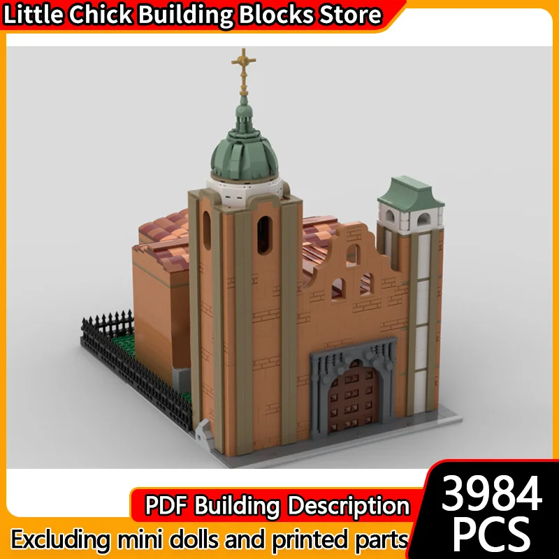 

Street View Model MOC Building Bricks San Philip Neri Catholic Churche Modular Technology Children Holiday Gifts Assemble Toys