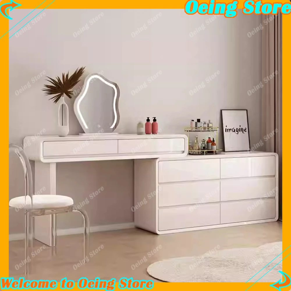 

Stylish White Girls Dressing Table Set With Mirror Chair Children's Furniture Organizer Perfect Bedroom Decoration And Playtime