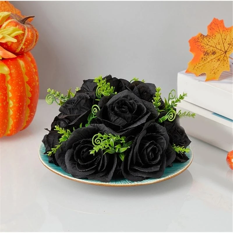 

Artificial Black Flower Bridal Bouquet Road Leading Flower Decorations for Wedding Party Table Setting Centerpieces 15UB