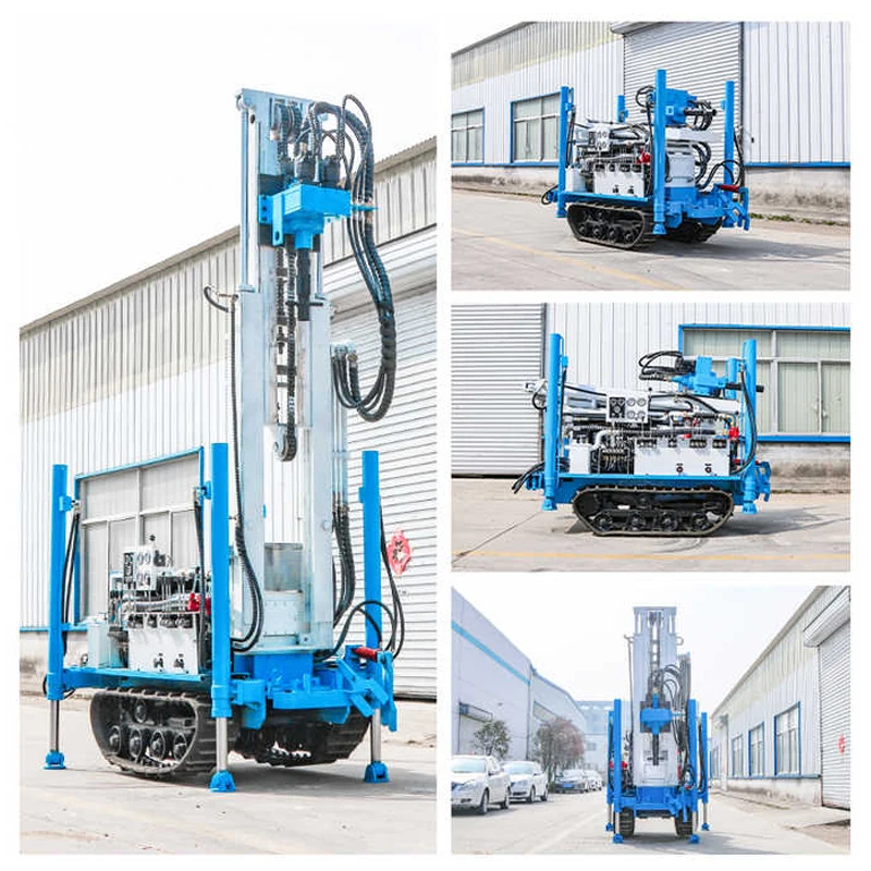 Impianto di perforazione cingolato pneumatico Dth con profondità di perforazione di 200 metri per la macchina dell'impianto di perforazione del pozzo d'acqua azionato dal motore diesel