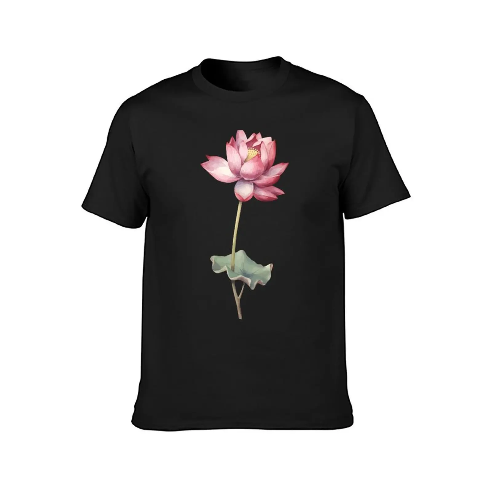 Pink Lotus Flower in Watercolors T-Shirt summer tops korean fashion for a boy customizeds t shirt men