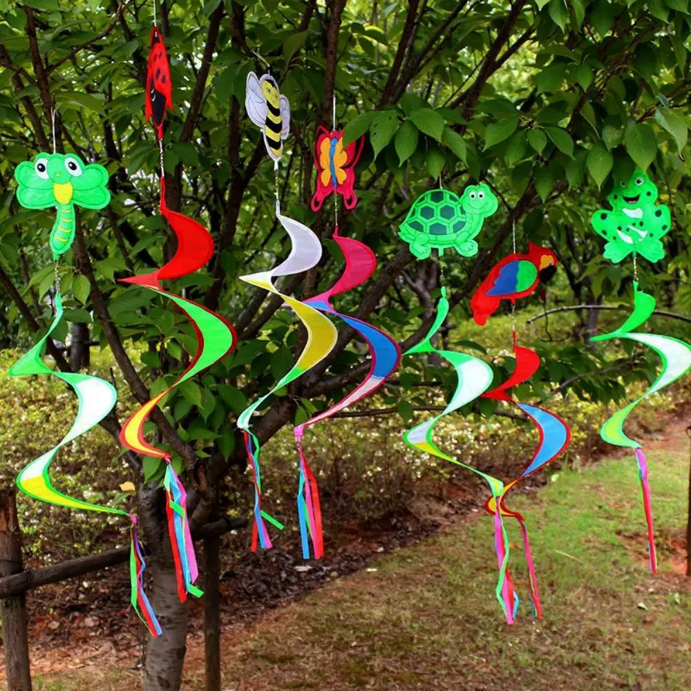 Molino de viento de insectos animales Vintage colorido, tela colgante no tóxica y molino de viento giratorio de diamante de plástico, pieza de campanas de viento en espiral antioxidante