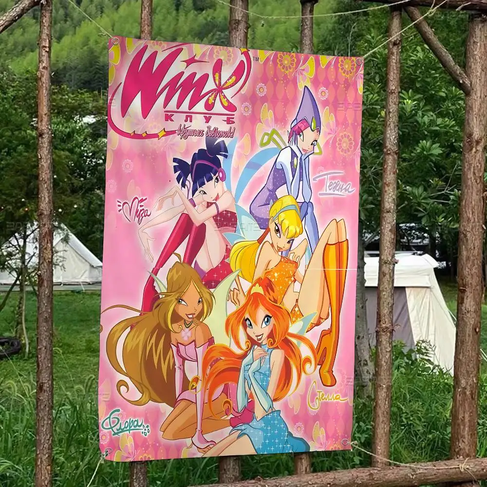 Cartoons W-winXs Clubs Colorful Flag Wall Hanging Bohemian Wall Banner Mandala Indoor Art Decor