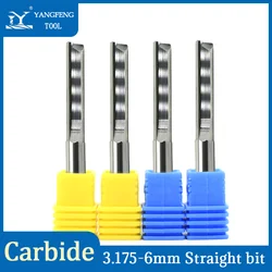 1pc/10pcs 3.175mm 4mm 5mm 6mm Shank 2 Flute Carbide End Mill CNC Router Bit Cutting Hard Wood MDF Straight Slot Milling Cutter