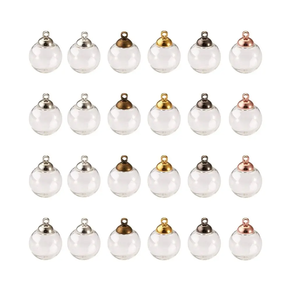 

60pcs Mini Empty Glass Globes Wish Glass Ball Bottles Transparent Dome Vial Pendants 14mm/16mm