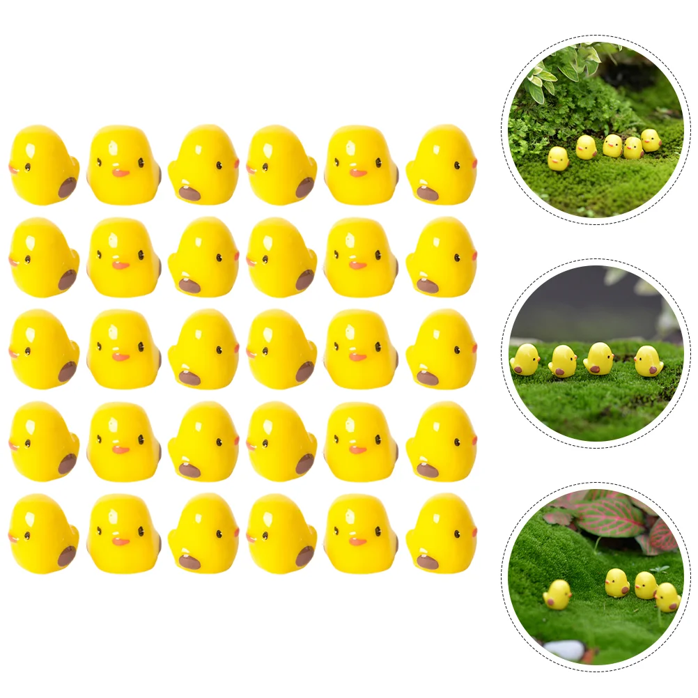 

30 Pcs Micro Landscape Small Yellow Chicken Animals Ornaments Decor Miniature Figurine Resin Chickens Model