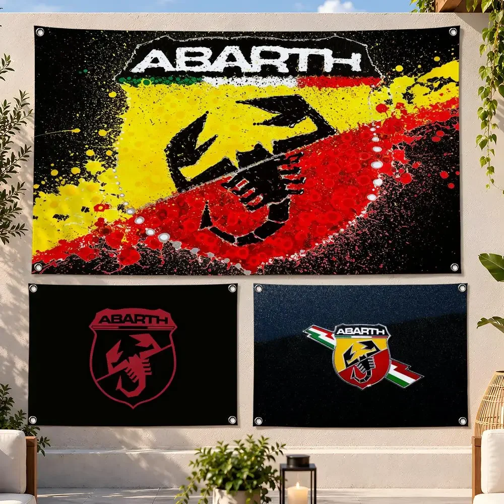 Brand Racing Abarth Scorpion Flags Fan Flag Banner Wall Hanging Outdoor Yard Camping Dorm Garage Party Home Decor Gift
