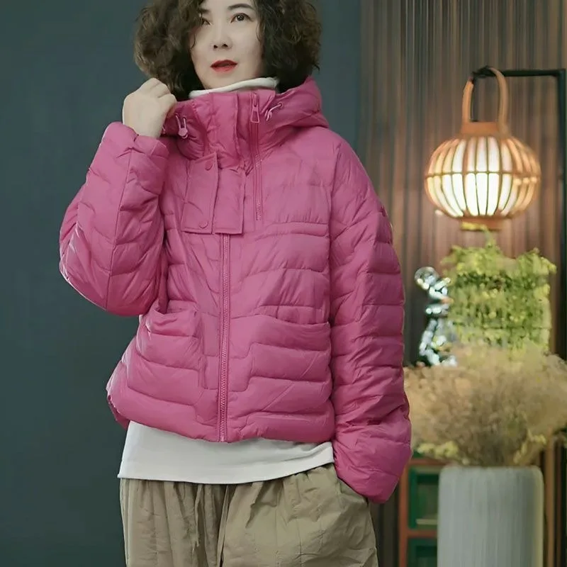

Large Size Loose Down Cotton Winter Women's Clothing New Fashion Hooded Duck Cotton Warm Bread Jacket Fashion Mildness 2025