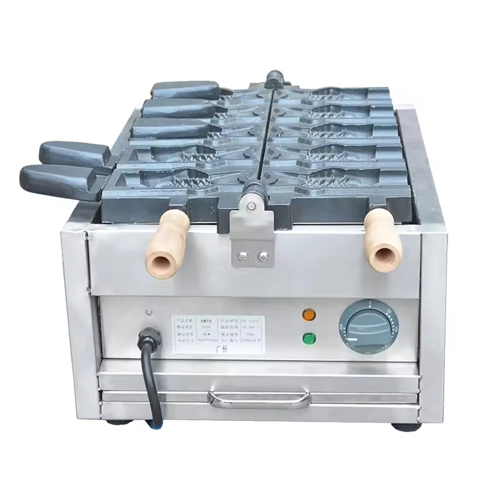 

Коммерческая 5 шт. машина Тайяки, машина для вафель с рыбой, открытая печь для выпечки рыбного торта, электрическая сковорода с антипригарным покрытием 3000 Вт