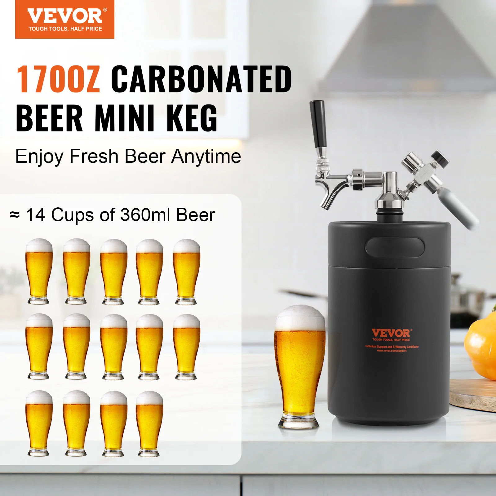 VEVOR Beer Growler Tap System Keg Growler with Pressure Display CO2 Regulator Faucet Leak-Proof Ring For Draft Homebrew