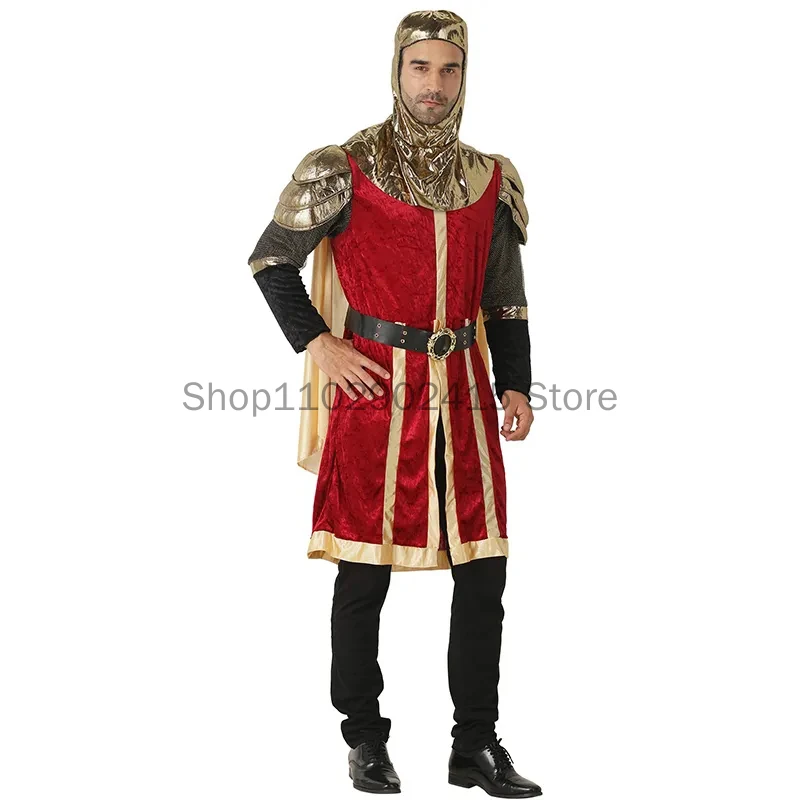 

Halloween Men's Medieval Renaissance King Cosplay Costume Purim Carnival Stage Show Knight Role Play Outfits Easter Fancy Dress