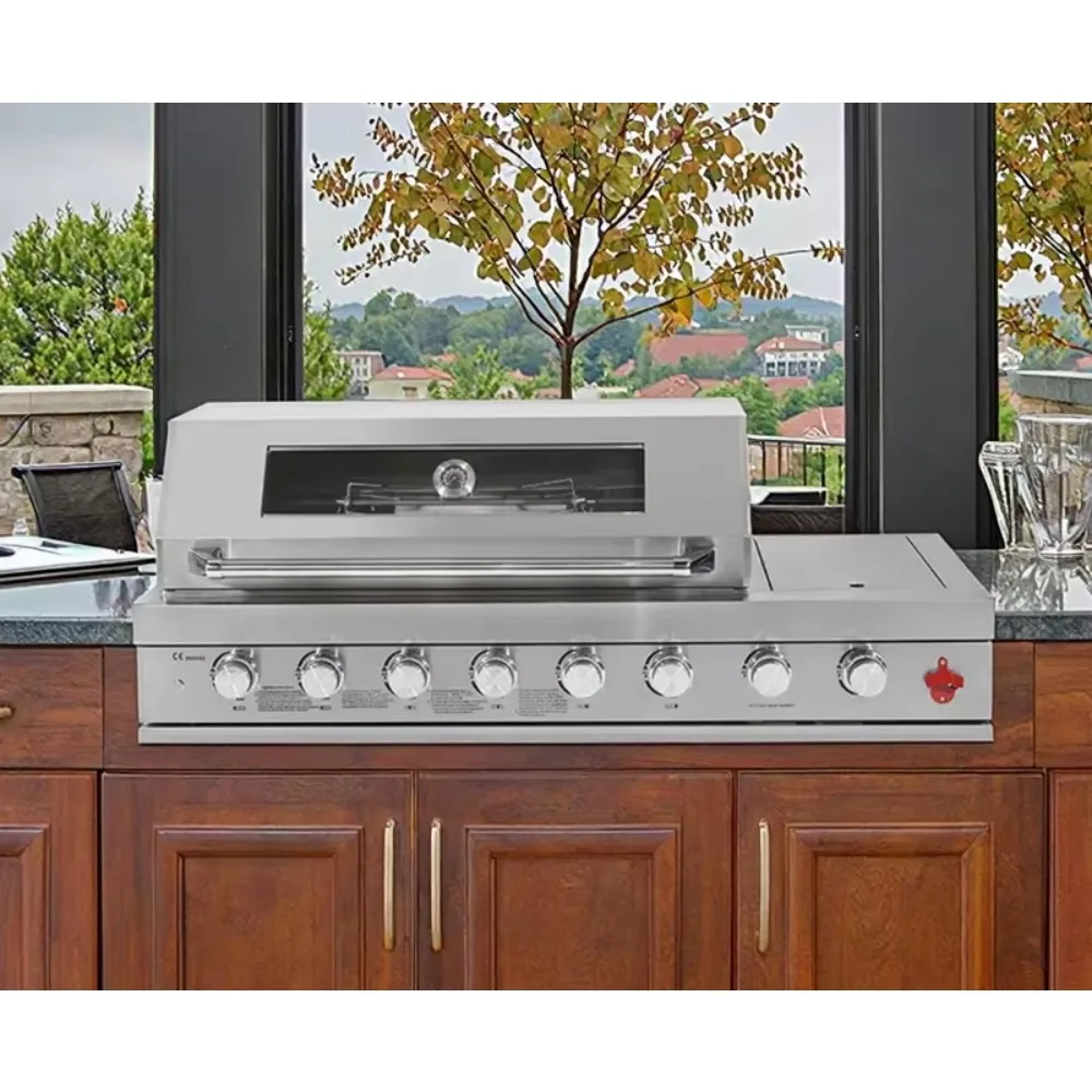 Customized Outdoor Kitchen Luxury 304 430 BBQ Grill Built in Ceramic Visual Propane Black Steel Barbecue for Home and Business