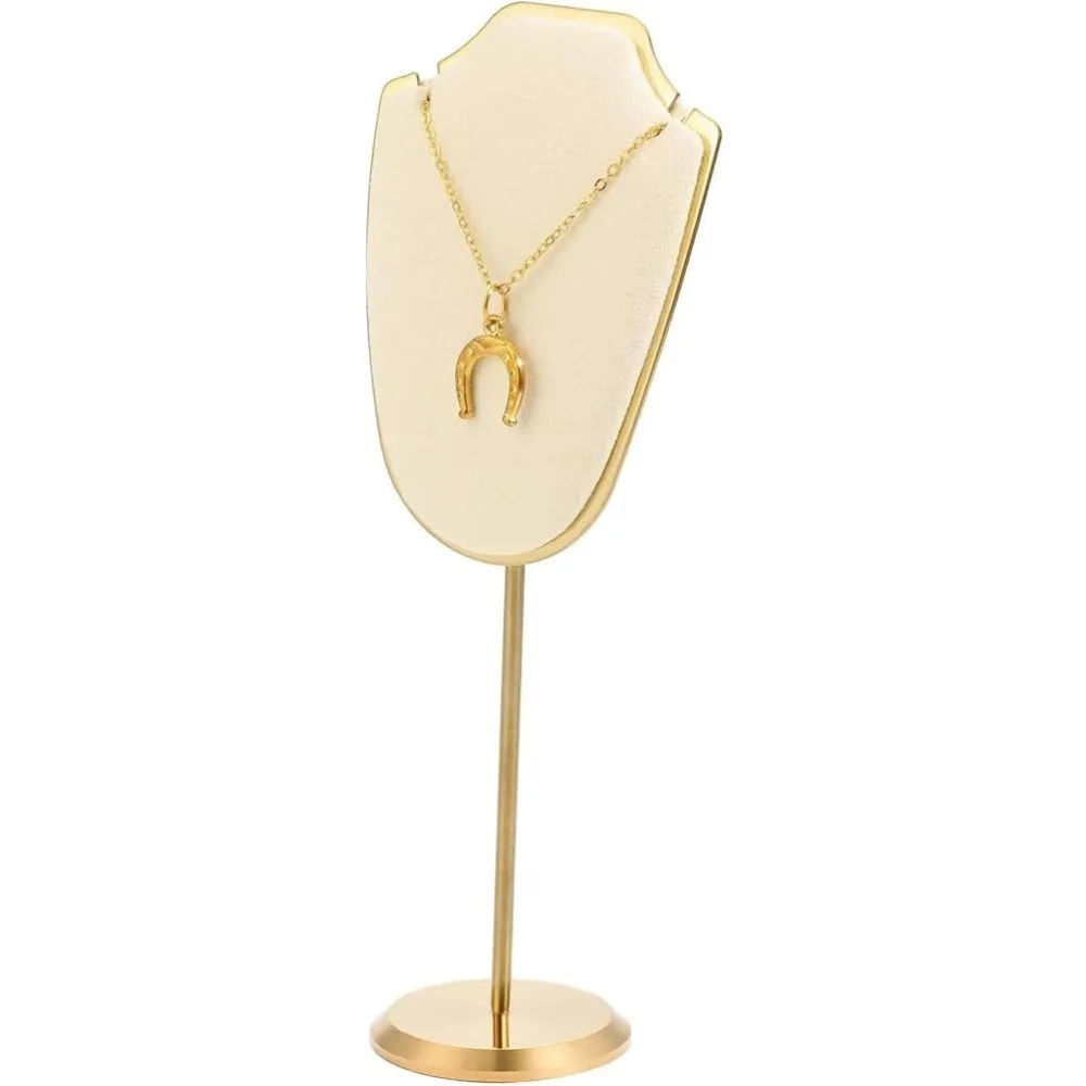 

Подставка для ожерелья Бархатный держатель для ювелирных изделий с основанием золотого тона Подставка для ожерелья для продавцов Белый