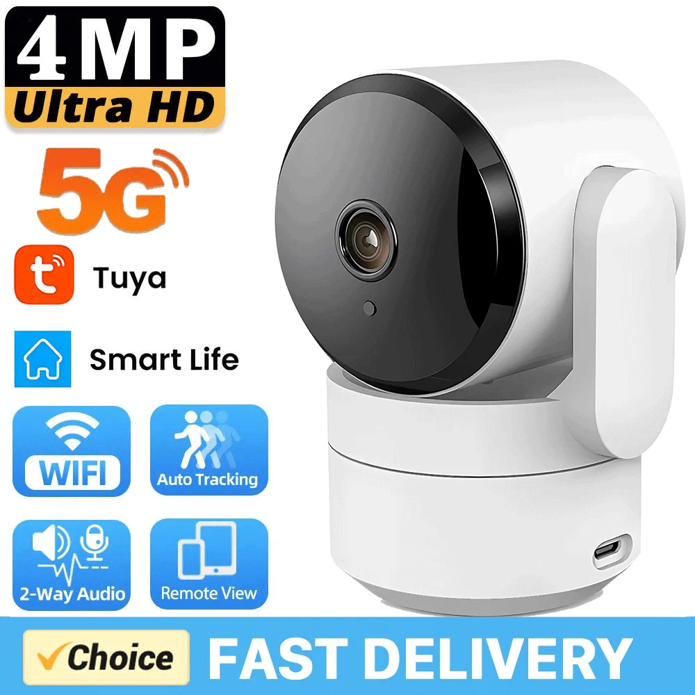 5G Wifi Tuya Camera Indoor Smart Home Color Night Vision Wireless Surveillance Cameras Auto Tracking Security Pet Baby Monitor