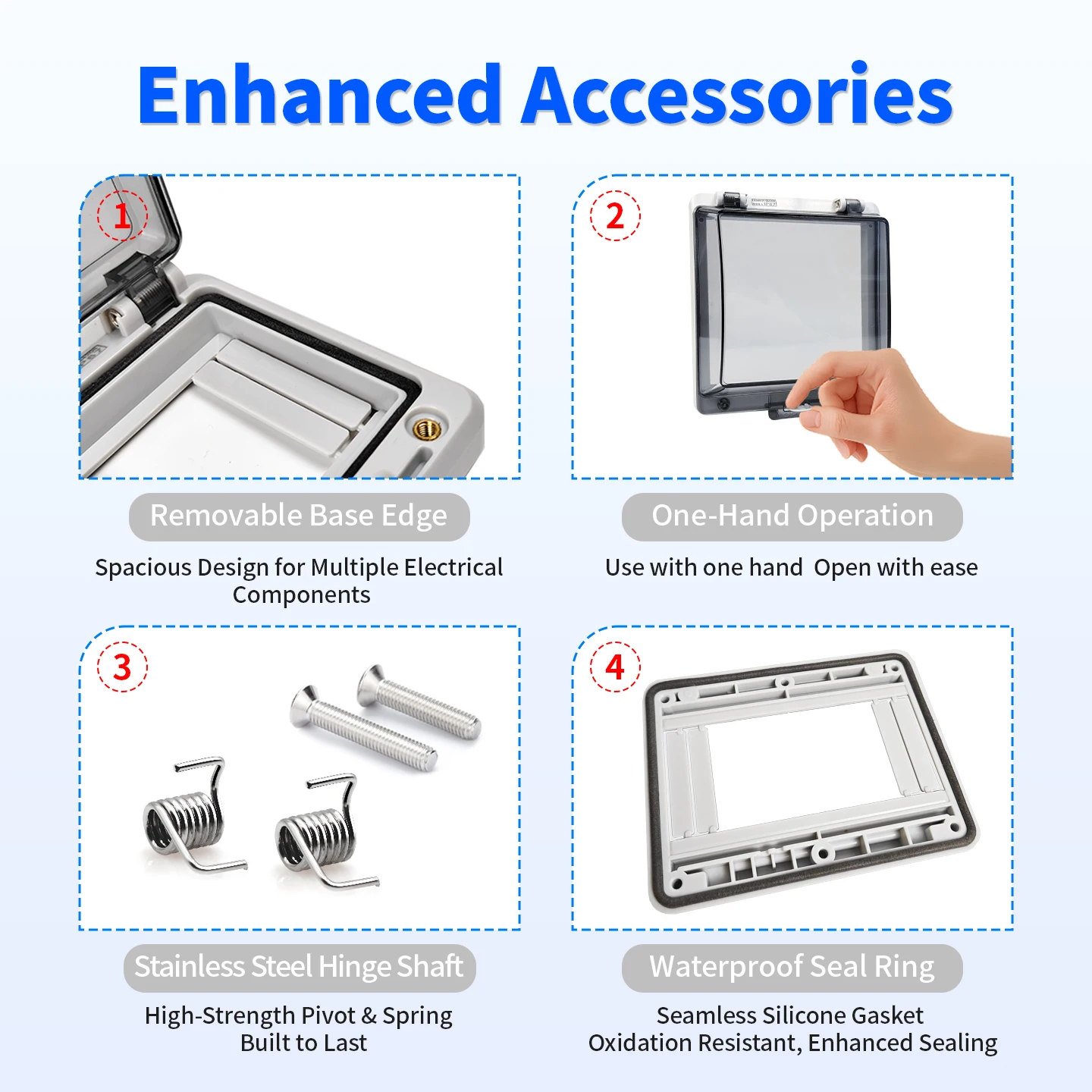 Наружная водонепроницаемая оконная крышка с электрической коробкой запираемого автоматического выключателя, прозрачная крышка для кнопки и инструкции с рейтингом IP67.