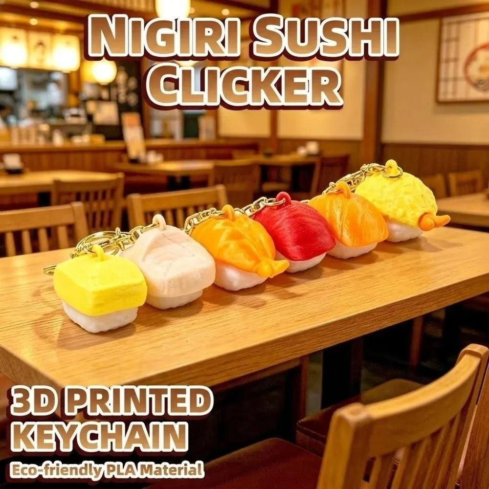 Gifts PLA Sushi Clicker Keychain Realistic Sushi 3D Printed Sushi Fidget Clicking Handheld Bag Decoration Stress Relief
