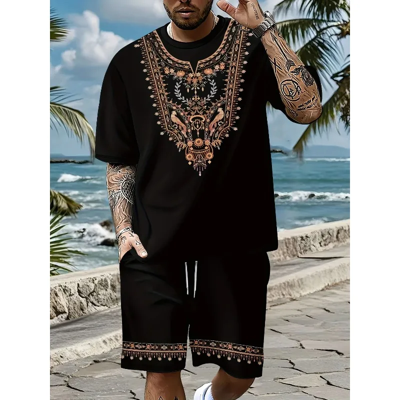 

Новая мужская футболка в стиле Харадзюку с круглым вырезом и короткими рукавами с 3D принтом, топ на лето 2025, мужская одежда в африканском стиле в стиле ретро