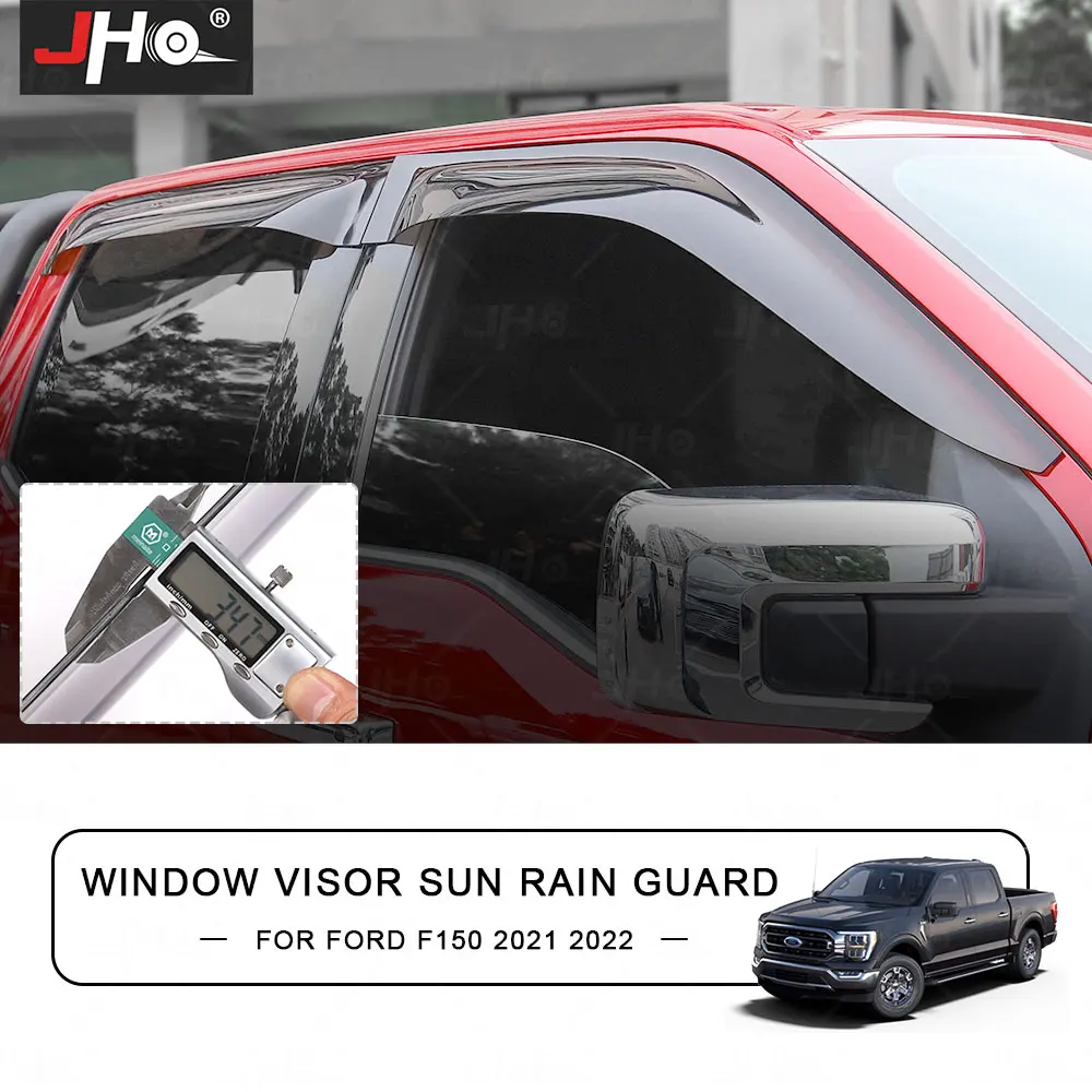 

JHO Offroad Driving Window Visor Deflector Awnings Sun Rain Guard For FORD F150 2021 2022 XLT Limited Car Accessories