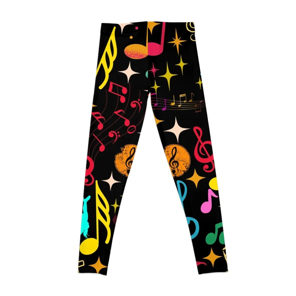 Colourful musical notes pattern - music notes Leggings sport set Sports pants woman Womens Leggings