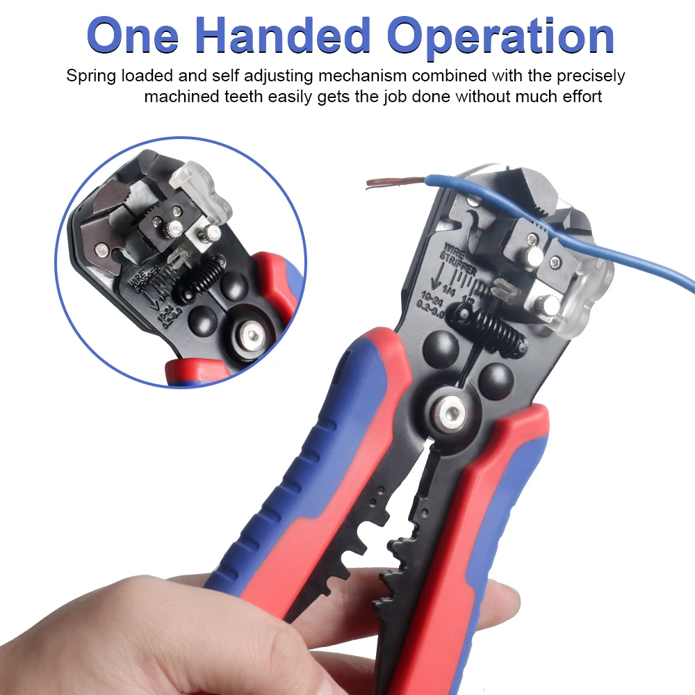 WOZOBUY Selbst-Anpassung Isolierung Draht Stripper, für Abisolieren Draht von AWG 10-24.Ferrule Crimpen Tool Kit-Draht Crimpen Werkzeug