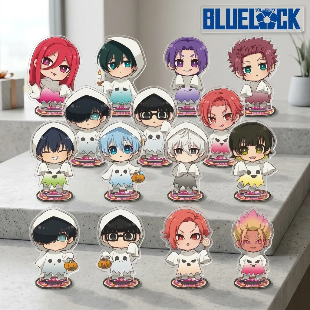 New Anime Blue Lock Halloween Ghost Series Keychain Isagi Nagi Reo Chigiri Acrylic Stand Figure Model Plate Desk Decor Fans Gift
