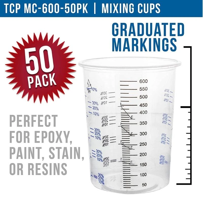  50Pcs Disposable Clear Graduated Plastic Mixing Cups for Paint UV Resin Epoxy