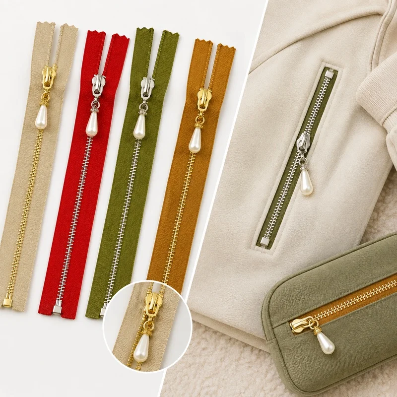 10Pcs/20Pcs 15-30Cm 3# Close-End Metal Zippers Auto Lock Pearl Slider for Wallet Pouch Apparel Pocket Craft Sewing Repair Parts