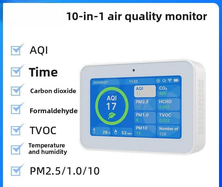 10-in-1 Air Quality Detection PM2.5 CO2 TVOC Formaldehyde NDIR Sensor