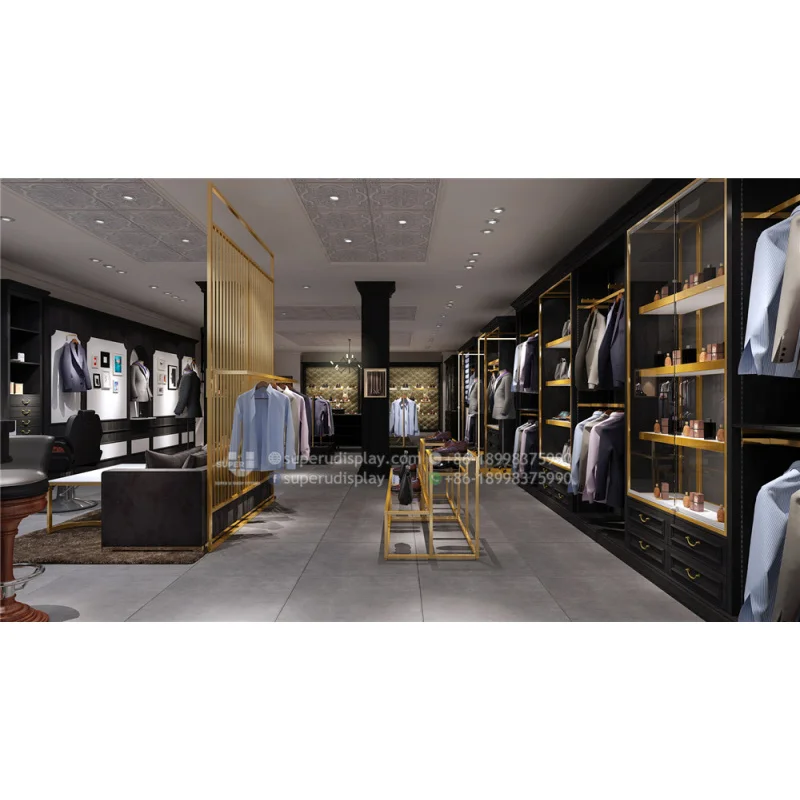 (customized)Menswear Shop Interior Design Retail Garment Mens Clothes Showroom Display Store Fixture Mens Clothing Shop Interior