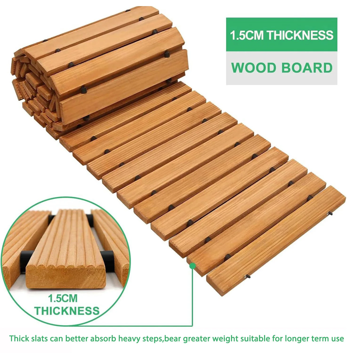 Weather-Resistant Non-SlipWooden Garden Pathway–8FT Roll OutDecorative Walkway,Hardwood Pavers for Backyard/Wedding Party/Garden