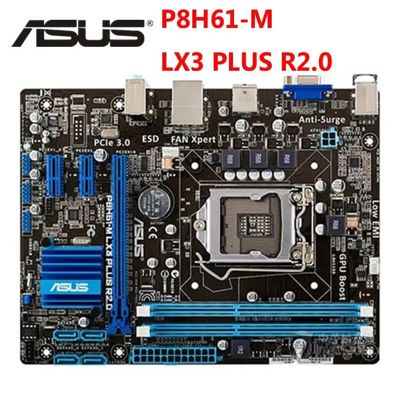 Go! LGA 1155 ASUS P8H61-M LX3 PLUS R2.0 Original ASUS P8H61 M LX Motherboard uATX DDR3 DVI VGA USB2.0 16GB Desktop Mainboard