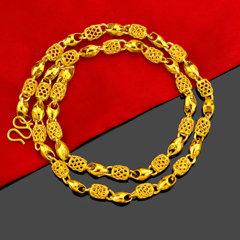 

9999 24K real gold Euro jewelry for men and women, hollowed out exquisite necklace fashionable and personalized creative jewelry