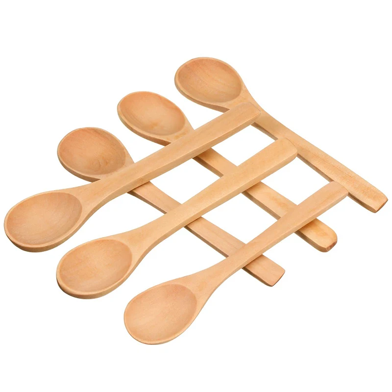 30 Pieces Mini Wooden Spoon Small Soup Spoons Serving Spoons Condiments Spoons Wooden Honey Teaspoon Wood brown