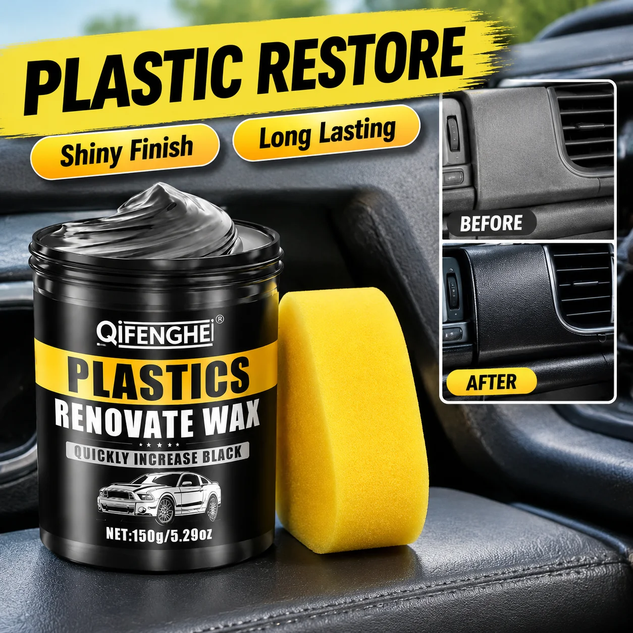 Automotive Interior Plastic Parts Renovation Wax Bumper Dashboard Seat Bright Reduction Agent Deep Gloss Tire Coating Wax Shiny