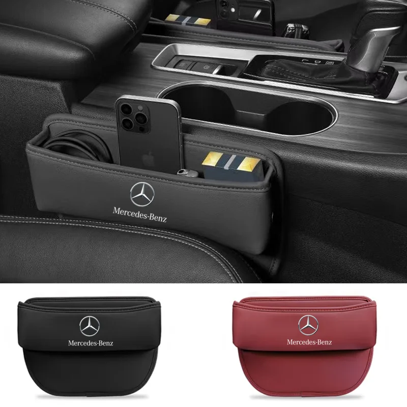 Car Seat Gap Storage Box Leather Car Seat Organizer Holder For Mercedes Benz S320 W164 W203 W204 W168 C180 E320 A200 CLA CLK CLS