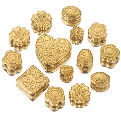 5pcs Stainless Steel Vintage Flower Heart Beads for Needlework DIY Bracelets Jewellery Making Accessories Wholesale Materials