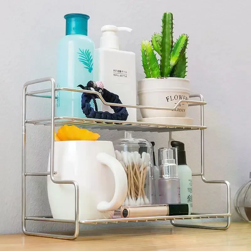 Double-layer Storage Rack For Bathroom Sink For Storing Cosmetics Shower Gel Toiletries, Drainage Rack Storage Rack Minimalist