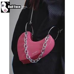 Y2K ragazza piccante Harajuku donna rosa gotico Punk una spalla ascellare Lolita Design avanzato catena d'amore borse a tracolla retrò Tote