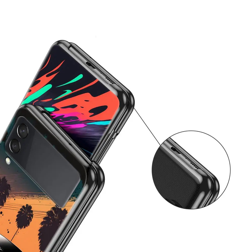 For Samsung Galaxy Z Flip 3 4 5 Hard Black Folding PC Phone Case Sports Car JDM Tokyo drift F1 Luxury For Samsung Z Flip3 Cover