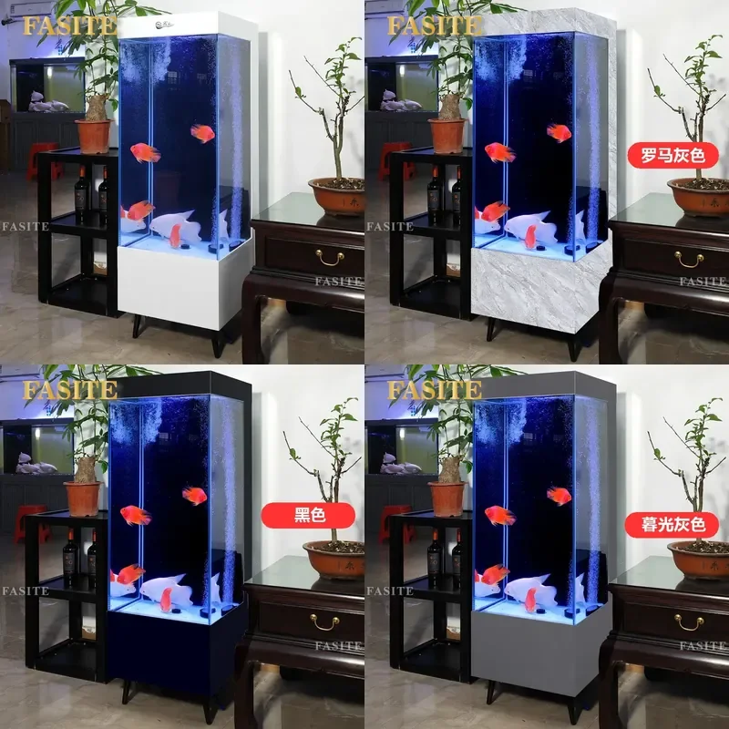 For Household Ultra White Floor to Ceiling Fish Tank New Light Luxury Living Room Full Set Back Filter Against Wall No Change