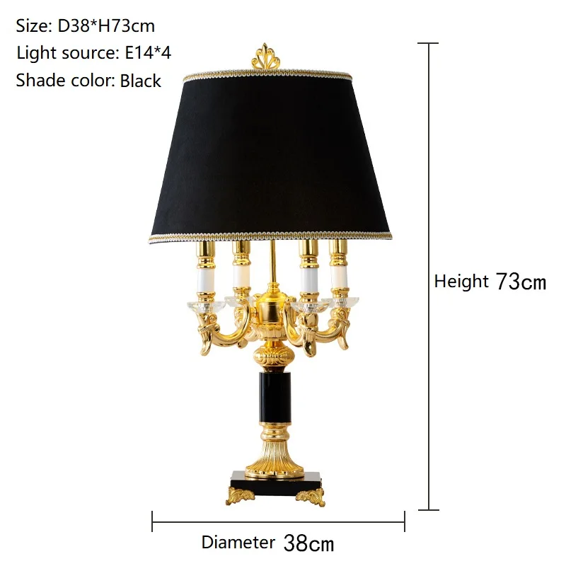 High Quality Luxury Fashion Black Crystal Table Lamp Bedroom Bedside Lamps Brief Modern Decoration Table Lamp