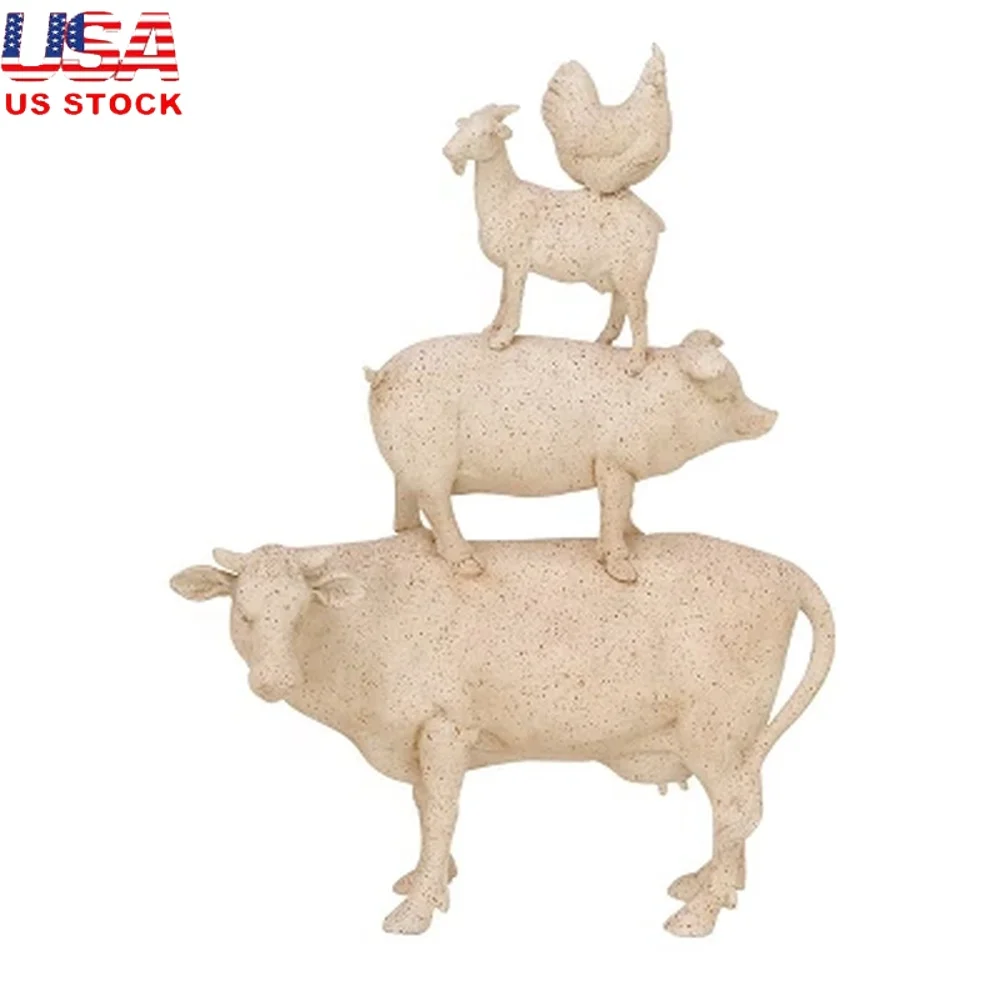

Farm Animal Sculpture Polystone Decorative Accent Cozy Farmhouse Style Indoor Tabletop Decor Gift Idea 14L x 4W x 18H Inches