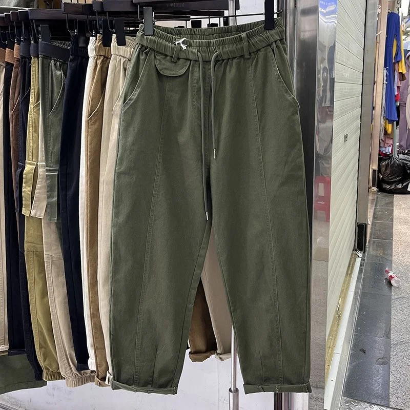 

Женские брюки прямого кроя больших размеров, свободные, с высокой талией, в корейском стиле, для работы, весна-осень, повседневные, длинные