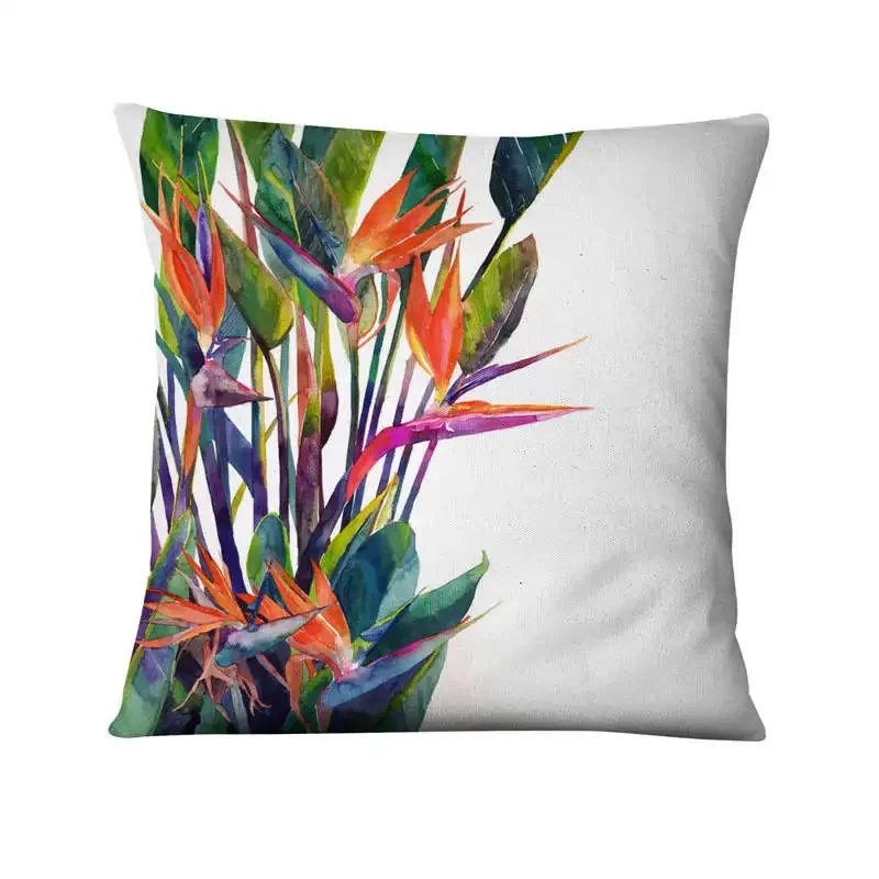 Green Plant Printed Cushion Decorative Pillow Tropical Palm Leaf  Home Pillow Decoration Almofadas Decorativas Para Sofa 45*45cm