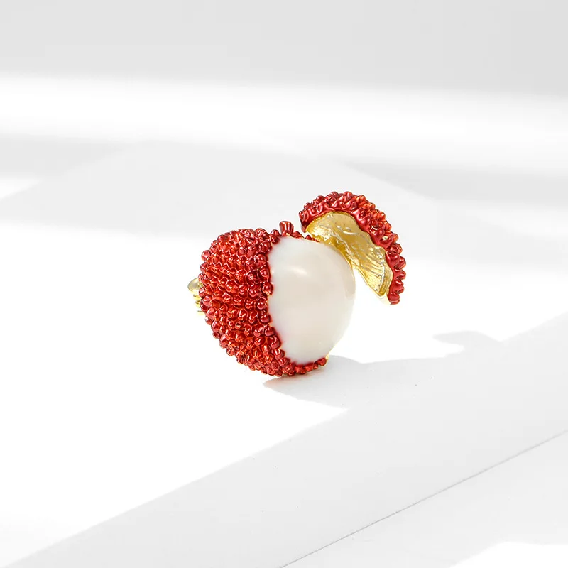 Cute Lychee Fruit Brooches Alloy Pins Summer Fashion Jewelry For Women Unisex Party Daily Clothing Decorations Accessories