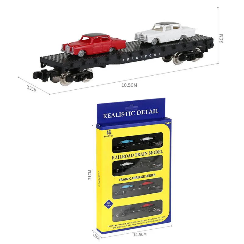 

HF 1:160 Scale Flat ATSF Car with Two Automobiles-Metal Wheels Simulation Car Alloy Model Static Display Collectible Souvenir